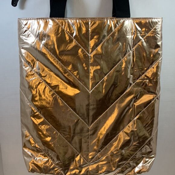 Victorias Secret rose gold tote with black canvas and rose gold straps/handles - Picture 2 of 8